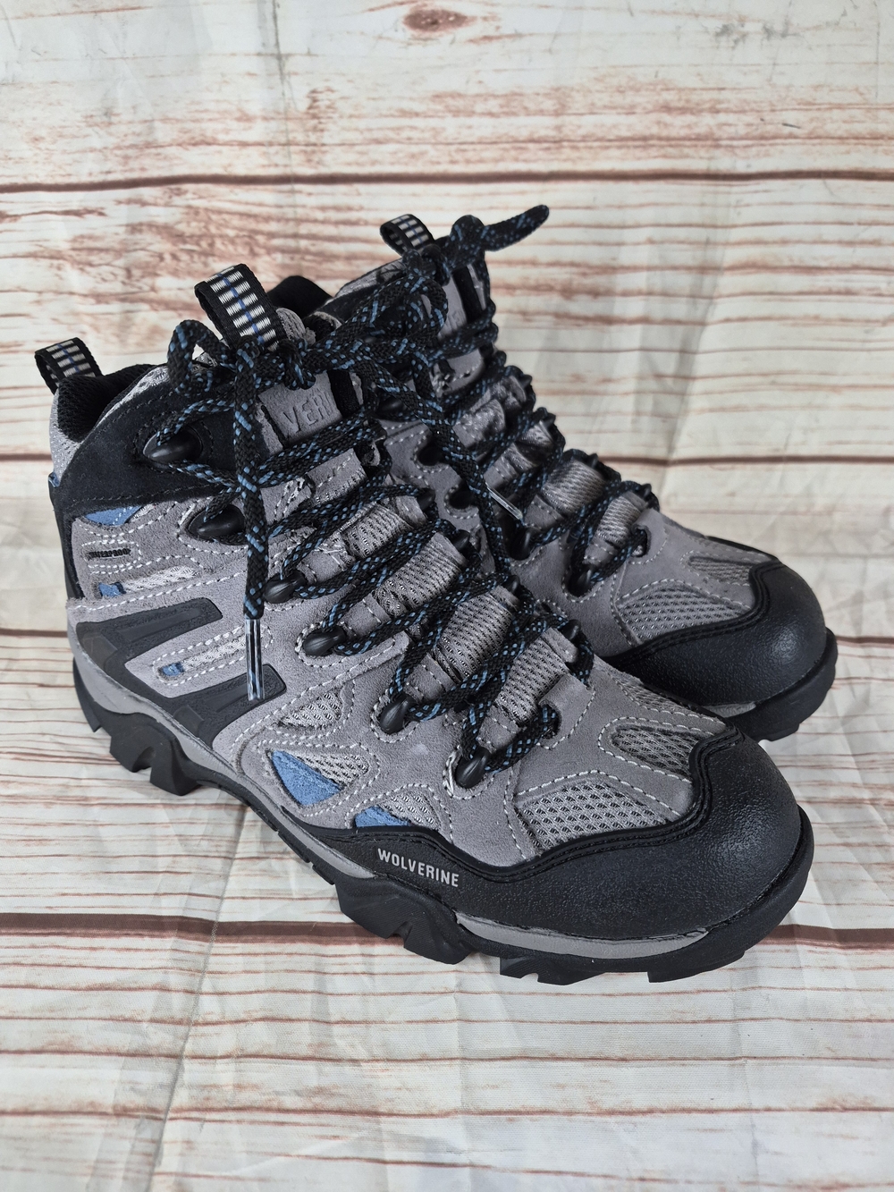 Wolverine Gray, Black & Blue Trail Hiking Boots